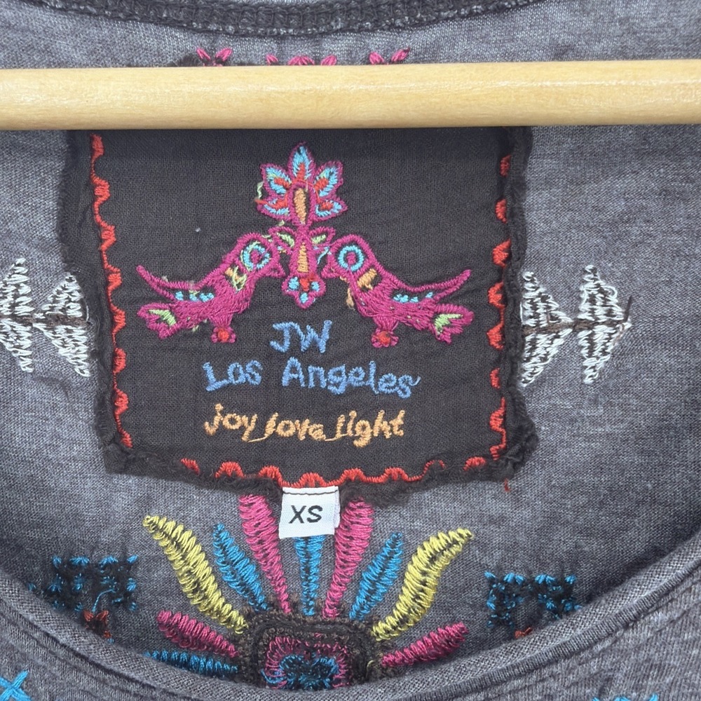 Johnny Was JWLA Embroidered Boho XS Cotton Blend Top Aztec Southwest Colorful - Picture 3 of 7